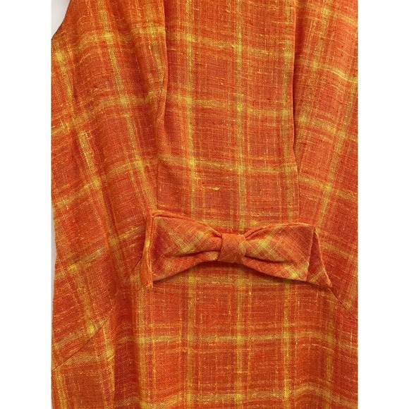 Vintage Stacy Ames Tweed Windowpane Sheath Dress Burnt Orange size 14 - Picture 15 of 16